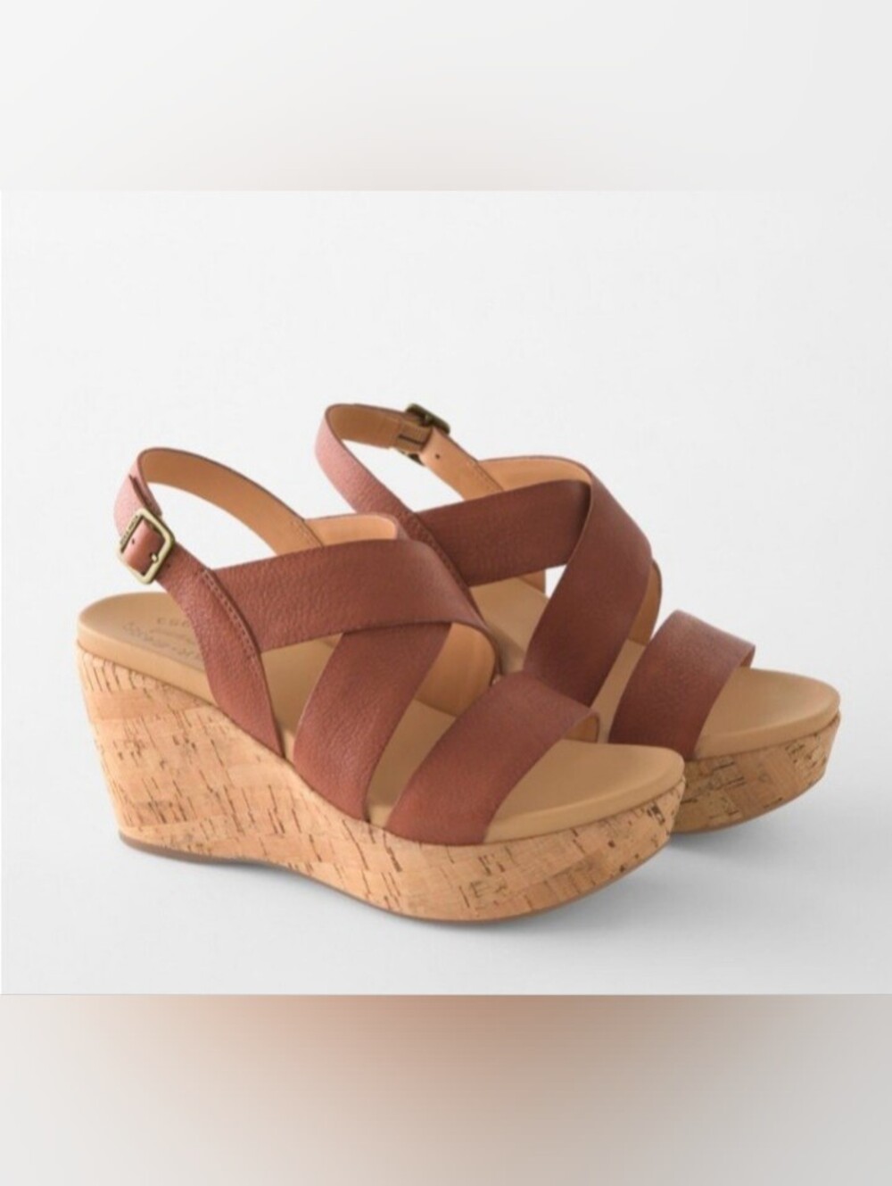 Nearly New Kork-Ease Ashcroft Leather Wedge Sandals 10 Cork Heels  Korkease